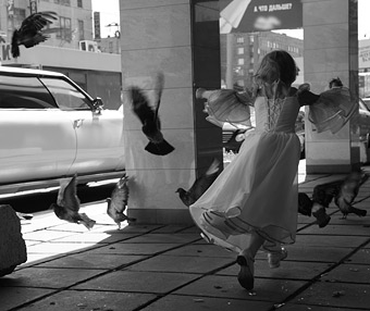 wedding girl with doves