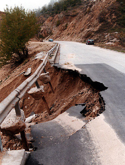 road landslide, Bulgaria