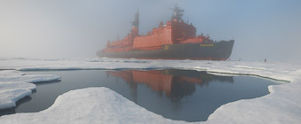 nuclear icebreaker Rossija close to the North pole