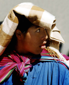 girl in bolivian national dress